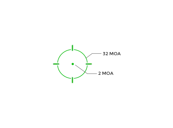 Holosun SCS MOS Green for Glock 2 MOA prikk, 32 MOA sirkel grønn