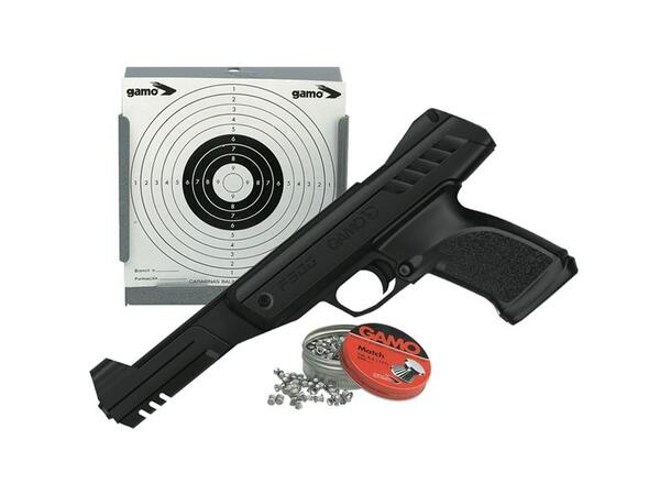 Gamo P 900 luftpistol sett 4,5mm med kuler, kulefanger og skiver