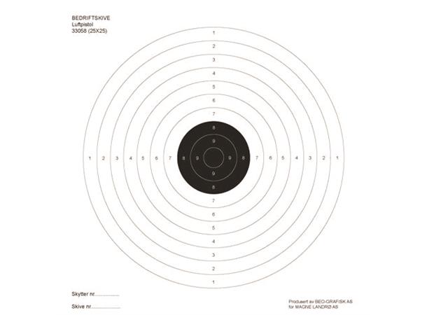 Skive 10m Bedrift Luftpistol 25x25