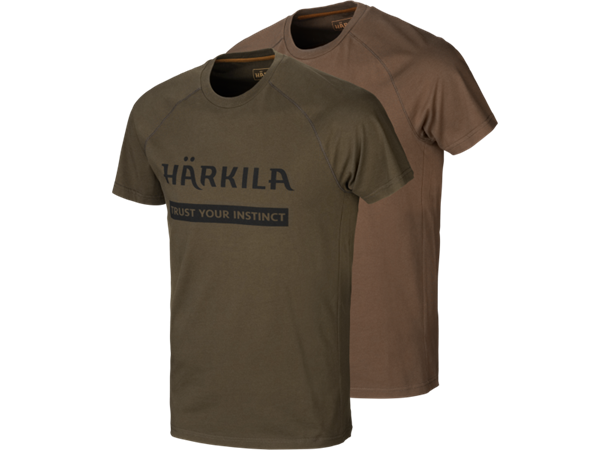 Härkila logo t-shirt 2-pack Willow green/Rustique clay