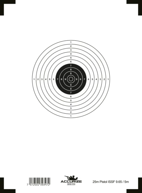 Accurize skive 25m Pistol Presisjon 5m ISSF (9,65) 