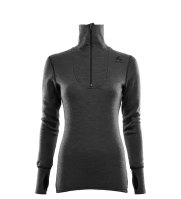 Aclima DoubleWool Polo w/zip W Jet Black/ Marengo 