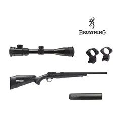 Browning T-Bolt Carbon 22LR V&#229;penpakke Optic Science kikkert, montasje, demper