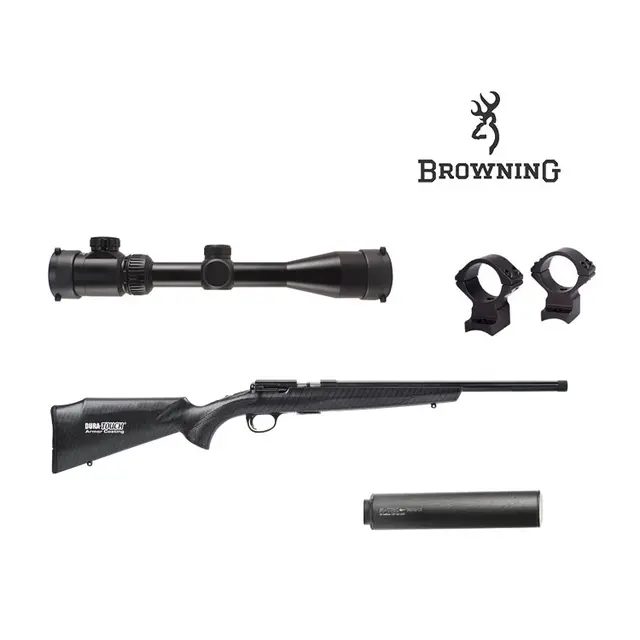 Browning T-Bolt Carbon 22LR Våpenpakke Optic Science kikkert, montasje, demper 