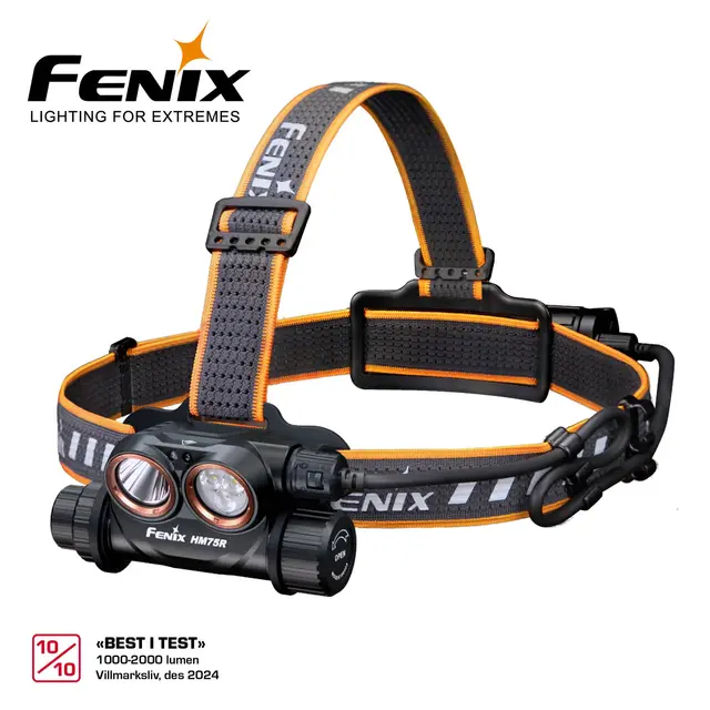 FENIX HM75R hodelykt 1600lm hvit og rødt LED lys 