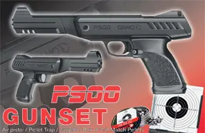 Gamo P 900 luftpistol sett 4,5mm med kuler, kulefanger og skiver 