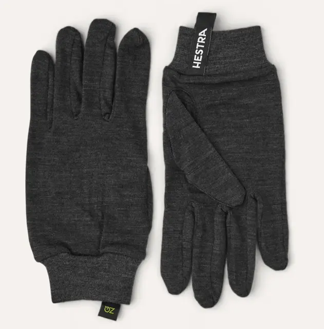 Hestra Merino Wool Liner Active 5 finger Charcoal 