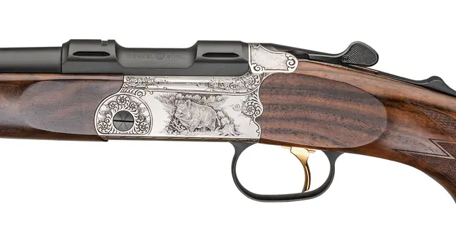 Merkel K5 Kiplauf Jagd 7x57R Pistol grip, Grade4, 51cm, M15x1, Flutet 