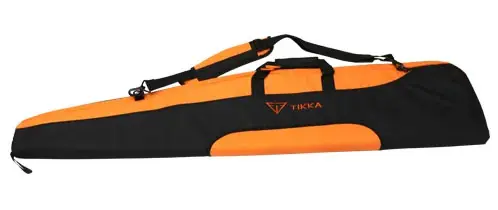 Tikka Riflefutteral, svart-orange Polstret. Med skulderstropp 