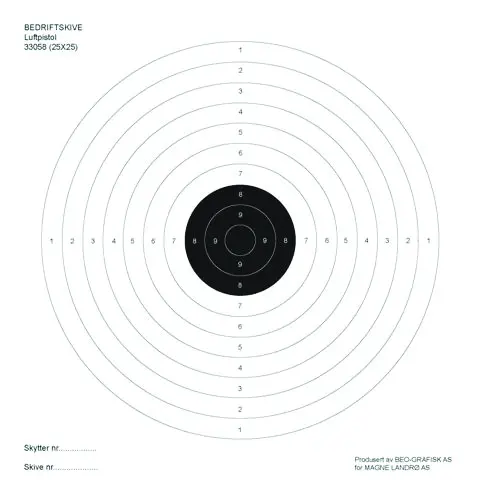Skive 10m Bedrift Luftpistol 25x25 