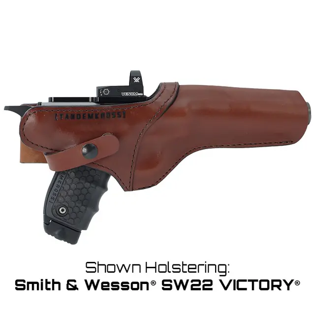 Tandemkross Sideslinger Lærhylster SW22. Ruger Mark. Browning Buck Mark 